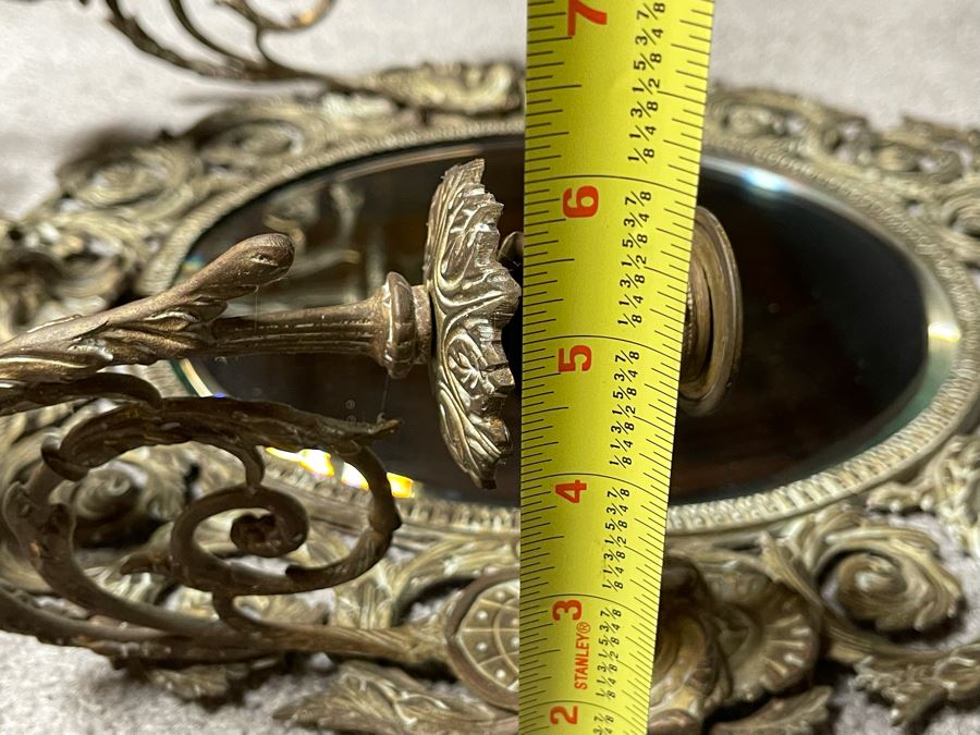 Pair Of Vintage Brass Wall Candelabras Mirrors 15W X 27H X 6D  [Photo 17]