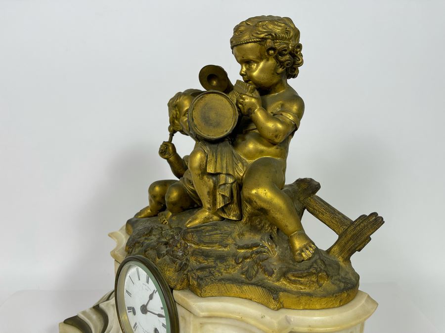 Antique French Gilt Bronze And Marble Mantle Clock Miroy Fres Brevetes Paris Prize Medal 1851 Needs Servicing 17W X 8D X 17H [Photo 14]