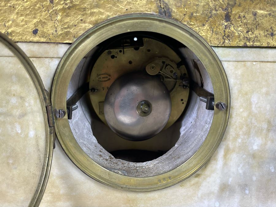 Antique French Gilt Bronze And Marble Mantle Clock Miroy Fres Brevetes Paris Prize Medal 1851 Needs Servicing 17W X 8D X 17H [Photo 18]