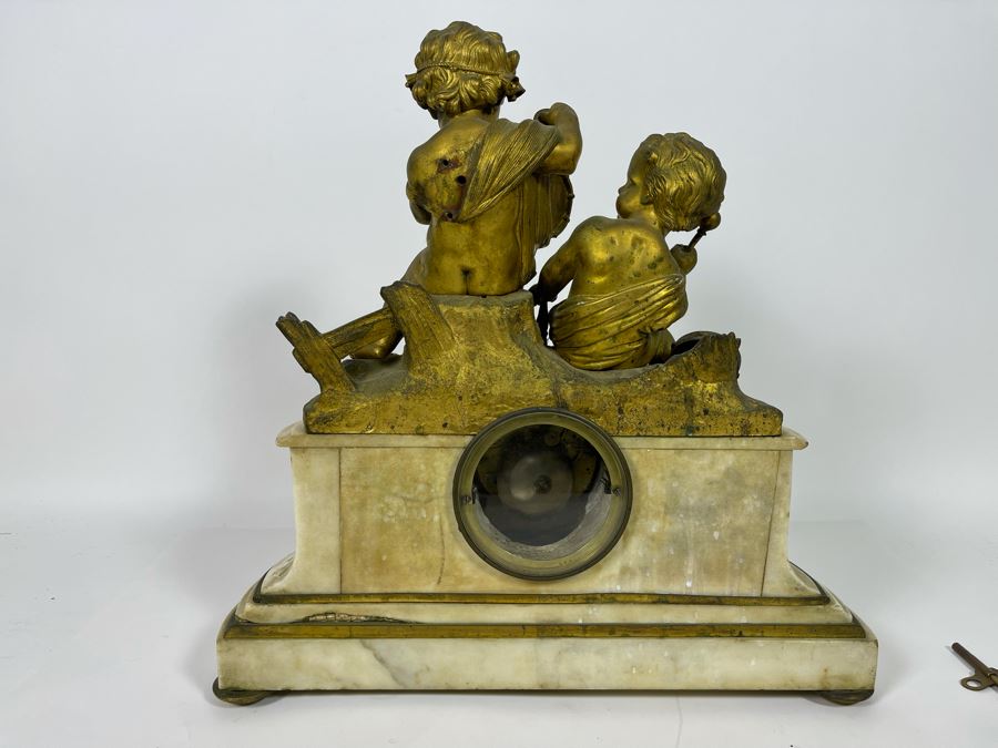 Antique French Gilt Bronze And Marble Mantle Clock Miroy Fres Brevetes Paris Prize Medal 1851 Needs Servicing 17W X 8D X 17H [Photo 15]