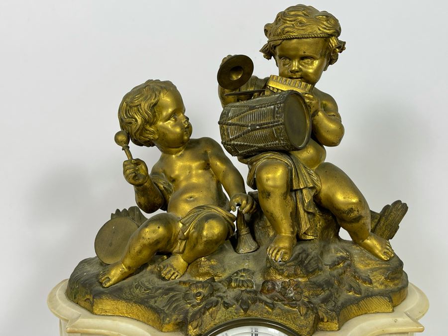 Antique French Gilt Bronze And Marble Mantle Clock Miroy Fres Brevetes Paris Prize Medal 1851 Needs Servicing 17W X 8D X 17H [Photo 10]