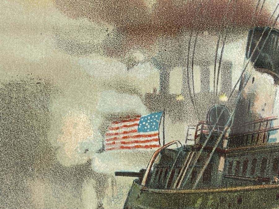 The Battle Of Manila Fought By Rear Admiral Dewey Lithograph Framed In Excellent Condition Copyright 1898 By Muller, Luchsinger & Co New York 19 X 16 [Photo 13]