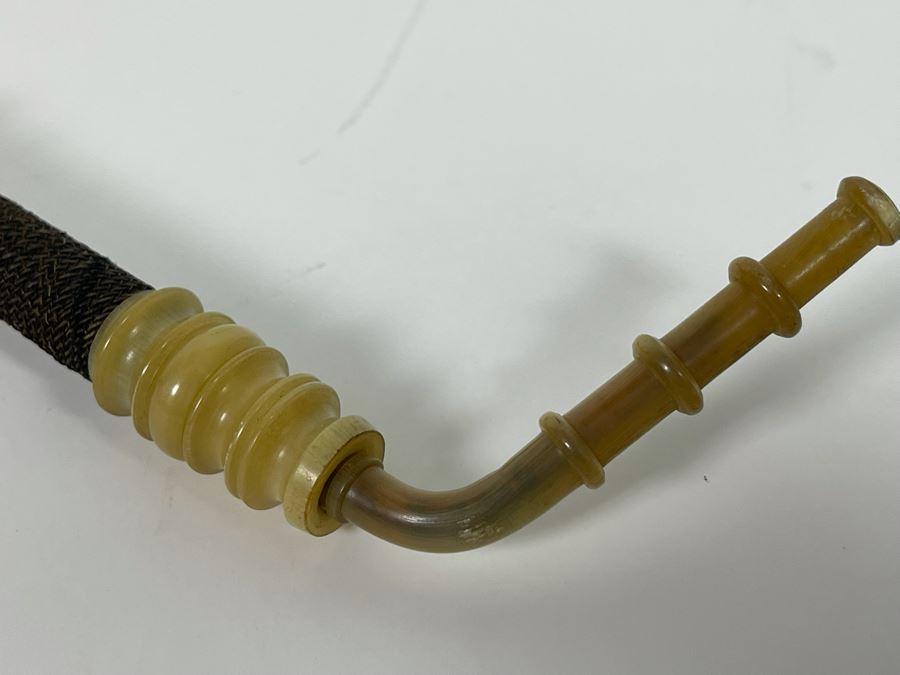 Antique German Carved Horn Painted Porcelain Hunter’s Pipe 15L [Photo 8]