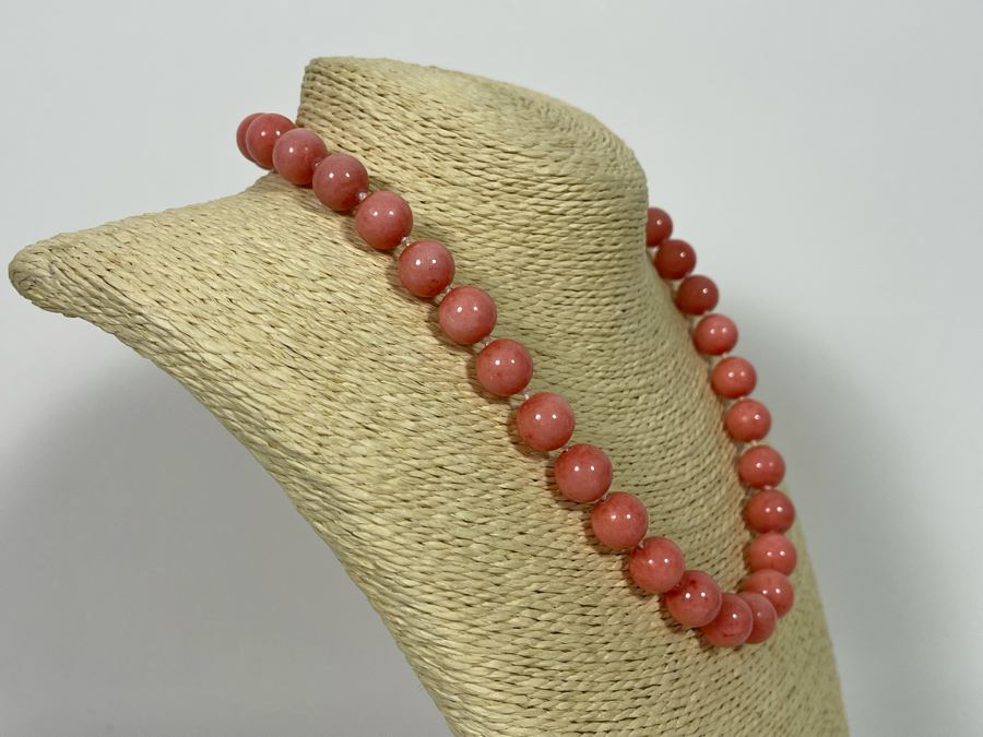 Large Coral Colored 12mm Beads 18” Necklace With 14k Gold Clasp [Photo 6]