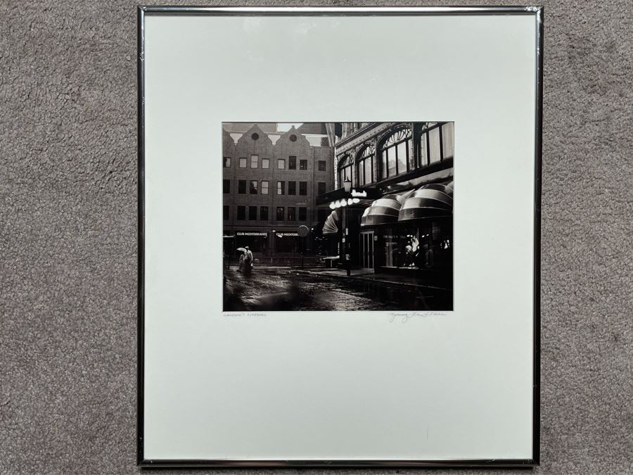 Signed B&W Photograph Titled “London’s Harrods” By Young Le Blanc Frame Measures 14 X 16 [Photo 3]