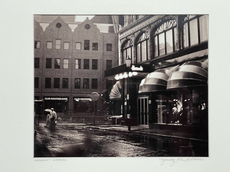 Signed B&W Photograph Titled “London’s Harrods” By Young Le Blanc Frame Measures 14 X 16 [Photo 4]