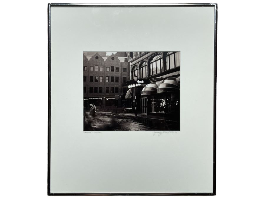Signed B&W Photograph Titled “London’s Harrods” By Young Le Blanc Frame Measures 14 X 16 [Photo 2]