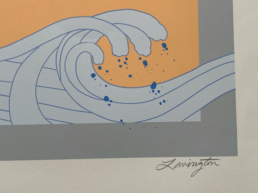 Limited Edition David Lavington (1951-1995) Serigraph Hand Signed Titled “Wave III” 39.5W  X 25.5H Retails $1,000 [Photo 7]