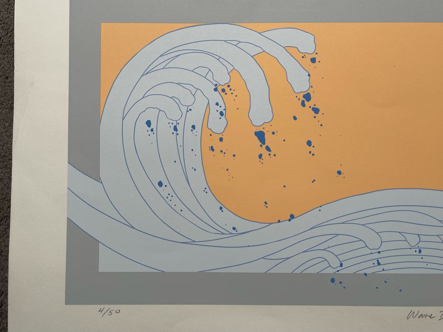Limited Edition David Lavington (1951-1995) Serigraph Hand Signed Titled “Wave III” 39.5W  X 25.5H Retails $1,000 [Photo 5]