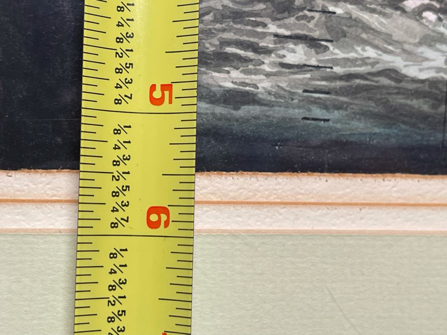 Original Oak Framed USN Watercolor Painting Of Ship Viewed Through Submarine Periscope 8 X 5.5 (USNE) [Photo 9]