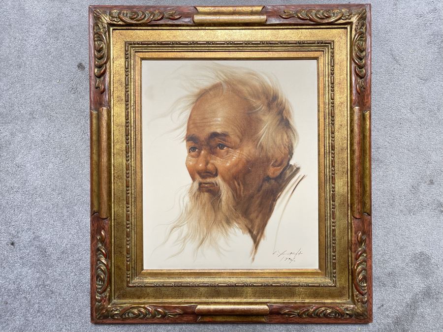 Original Chotai Yonaha (1933-2008) Japanese Painting (Okinawa, Japan) Nicely Framed Vintage 1974 20 X 24 [Photo 2]