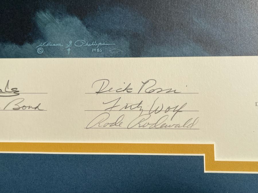 William S. Phillips Limited Edition Framed Lithograph Titled 'Next Time Get 'Em All' 1941 P-49Bs Dive To Attack Japanese Bombers Signed By Willam S. Phillips And Ten Flying Tigers Incl Robert H. Neale, Charles R. Bond, John R. Rossi 23 X 32 - See Photos [Photo 12]