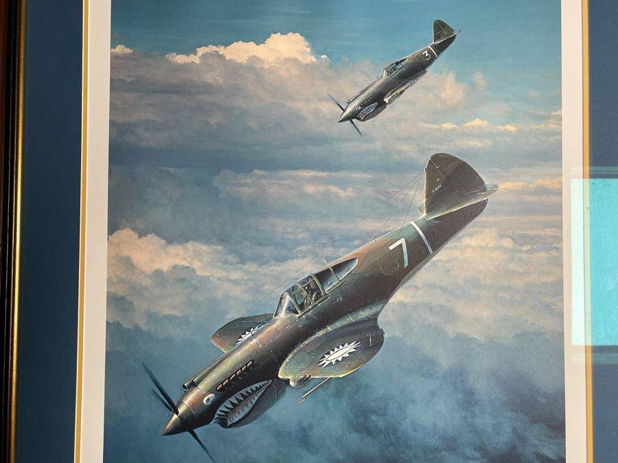 William S. Phillips Limited Edition Framed Lithograph Titled 'Next Time Get 'Em All' 1941 P-49Bs Dive To Attack Japanese Bombers Signed By Willam S. Phillips And Ten Flying Tigers Incl Robert H. Neale, Charles R. Bond, John R. Rossi 23 X 32 - See Photos [Photo 6]