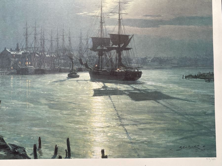 John Stobart Limited Edition Print Titled “Savannah - Moonlight Over The Savannah River In 1850” Signed By Artist 33 X 22 [Photo 9]