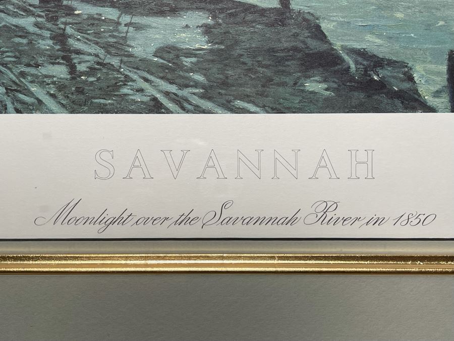 John Stobart Limited Edition Print Titled “Savannah - Moonlight Over The Savannah River In 1850” Signed By Artist 33 X 22 [Photo 14]