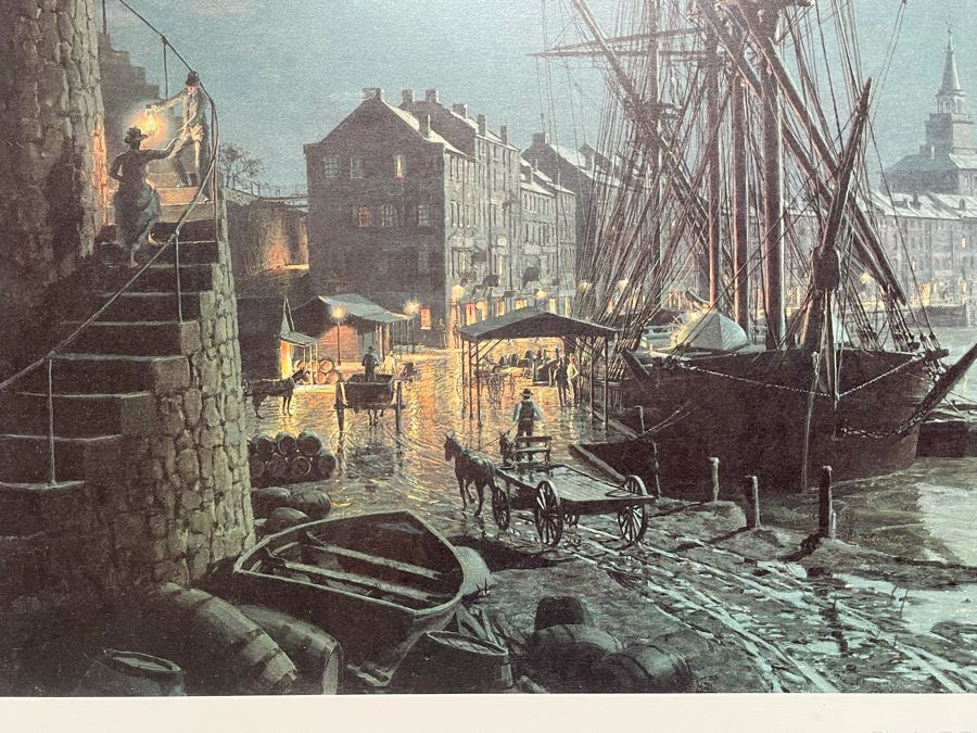 John Stobart Limited Edition Print Titled “Savannah - Moonlight Over The Savannah River In 1850” Signed By Artist 33 X 22 [Photo 6]