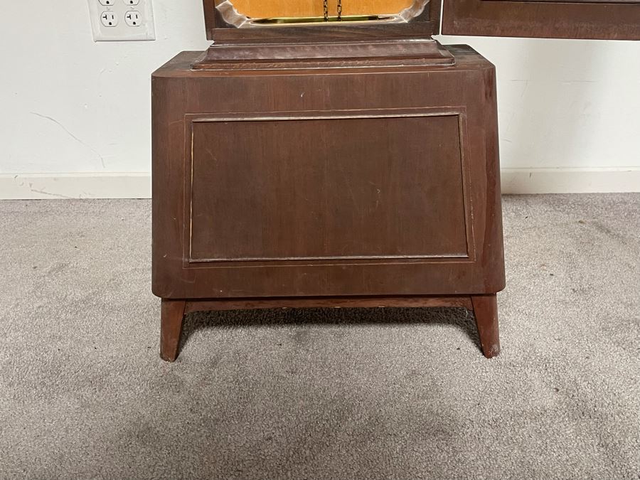 Mid-Century German Junghans Grandmother Clock Stained Oak 18W X 9.5D X 64H [Photo 13]