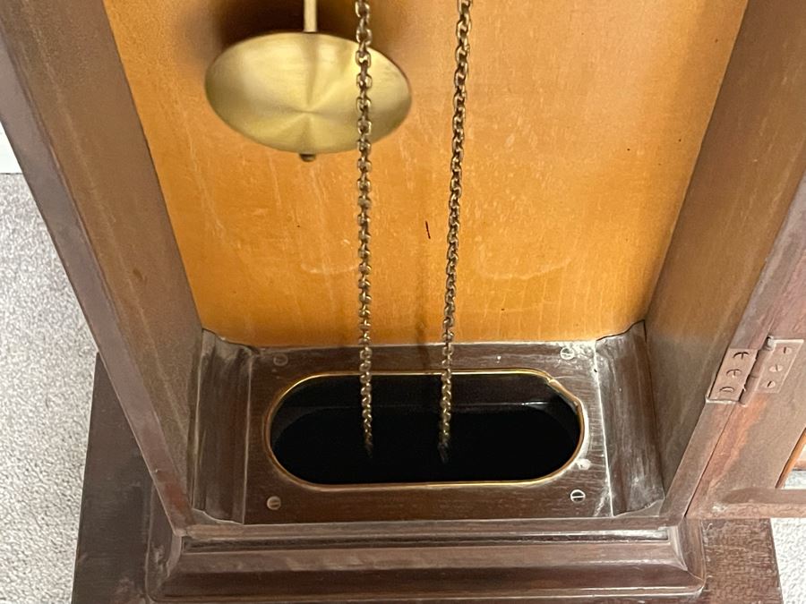 Mid-Century German Junghans Grandmother Clock Stained Oak 18W X 9.5D X 64H [Photo 12]