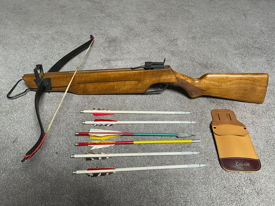 Vintage Wood And Metal Crossbow With Arrows [Photo 3]