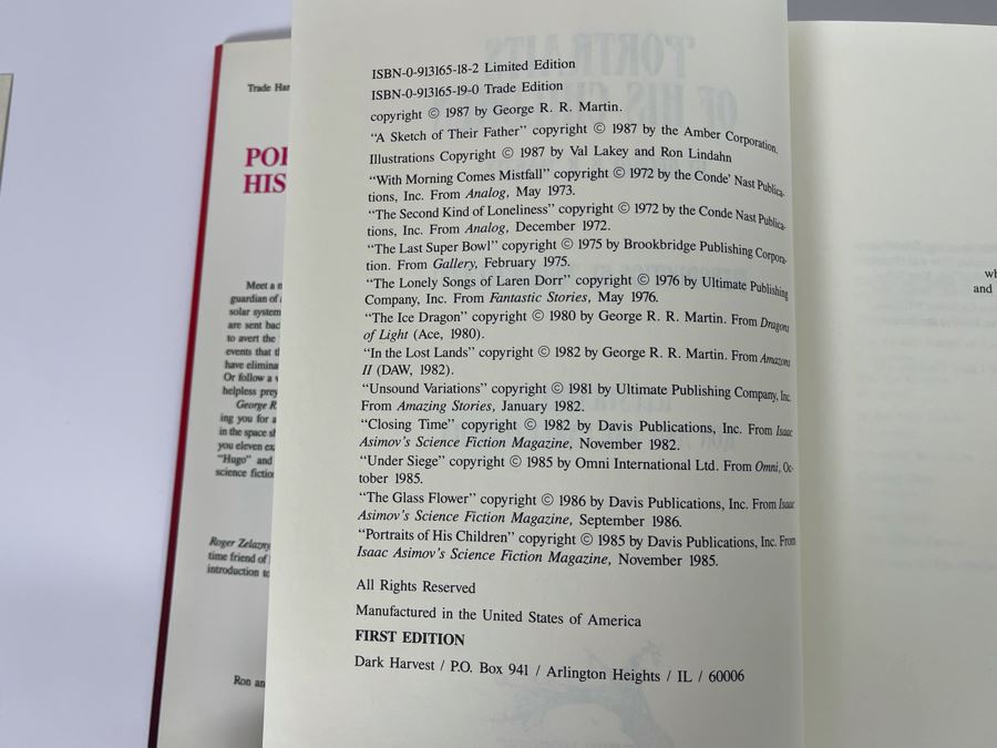 Signed First Edition Hardcover Book Portraits of His Children By George R. R. Martin With Handwritten	Note By George R. R. Martin [Photo 11]