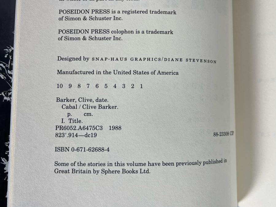 Signed Limited Edition Hardcover Book With Slipcover Cabal By Clive Barker [Photo 9]