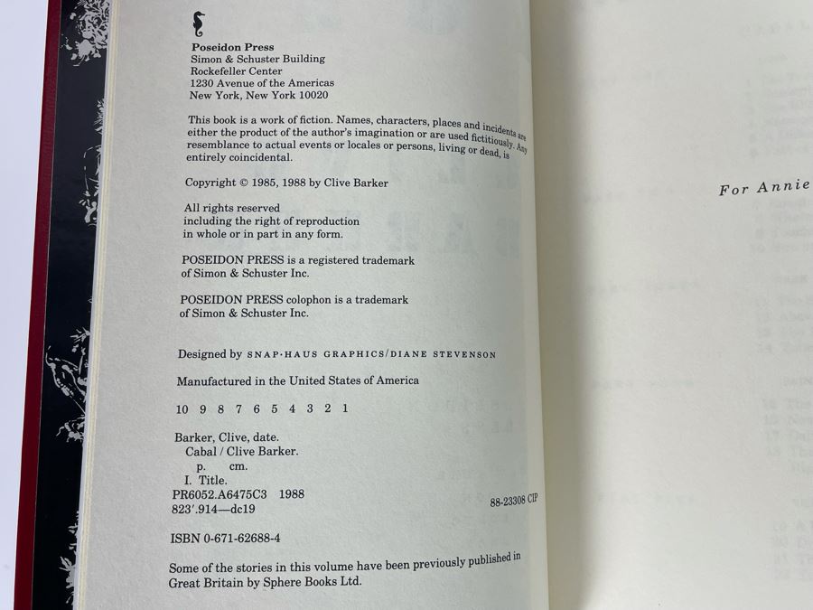Signed Limited Edition Hardcover Book With Slipcover Cabal By Clive Barker [Photo 8]