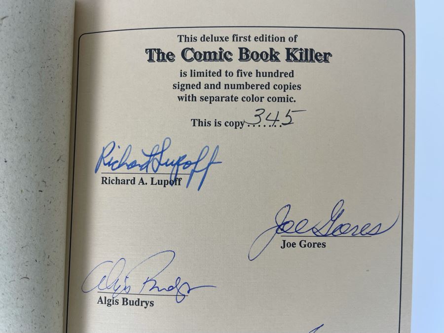 Signed Deluxe Limited First Edition Hardcover Book With Slipcover The Comic Book Killer Signed By Richard Lupoff, Joe Gores, Algis Budrys, Alex Schomburg, Trina Robbins, Steve Leialoha [Photo 7]