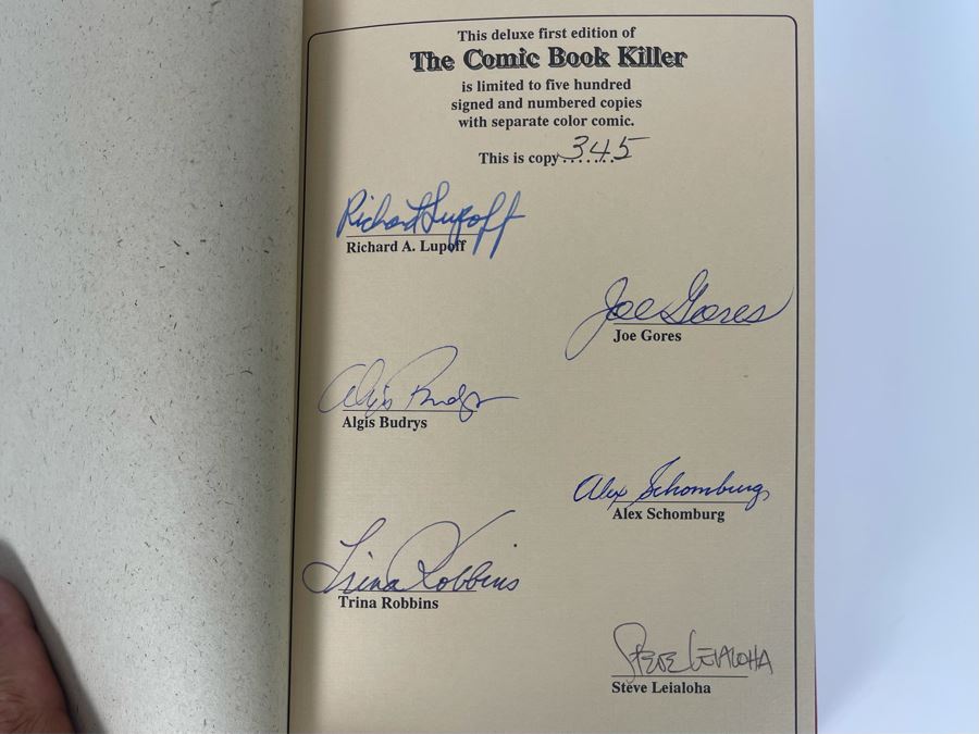 Signed Deluxe Limited First Edition Hardcover Book With Slipcover The Comic Book Killer Signed By Richard Lupoff, Joe Gores, Algis Budrys, Alex Schomburg, Trina Robbins, Steve Leialoha [Photo 6]