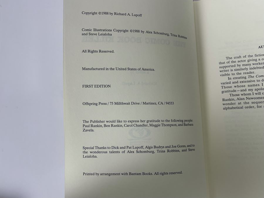 Signed Deluxe Limited First Edition Hardcover Book With Slipcover The Comic Book Killer Signed By Richard Lupoff, Joe Gores, Algis Budrys, Alex Schomburg, Trina Robbins, Steve Leialoha [Photo 10]