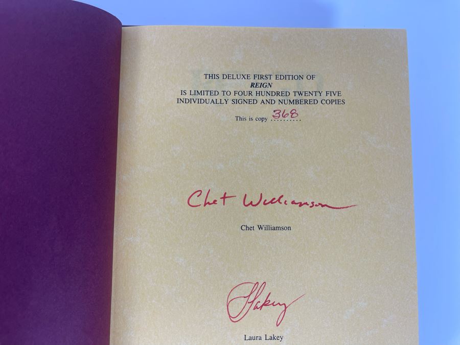 Signed Limited First Edition Hardcover Book With Slipcover Reign By Chet Williamson Signed By Chet Williamson, Laura Lakey And John Lakey [Photo 8]