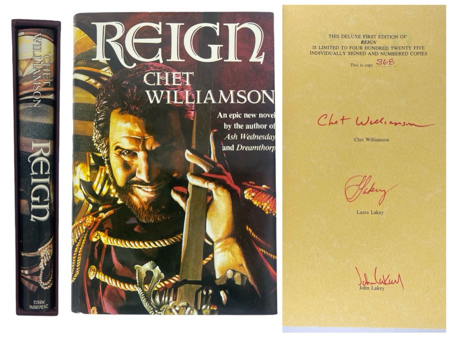 Signed Limited First Edition Hardcover Book With Slipcover Reign By Chet Williamson Signed By Chet Williamson, Laura Lakey And John Lakey [Photo 1]
