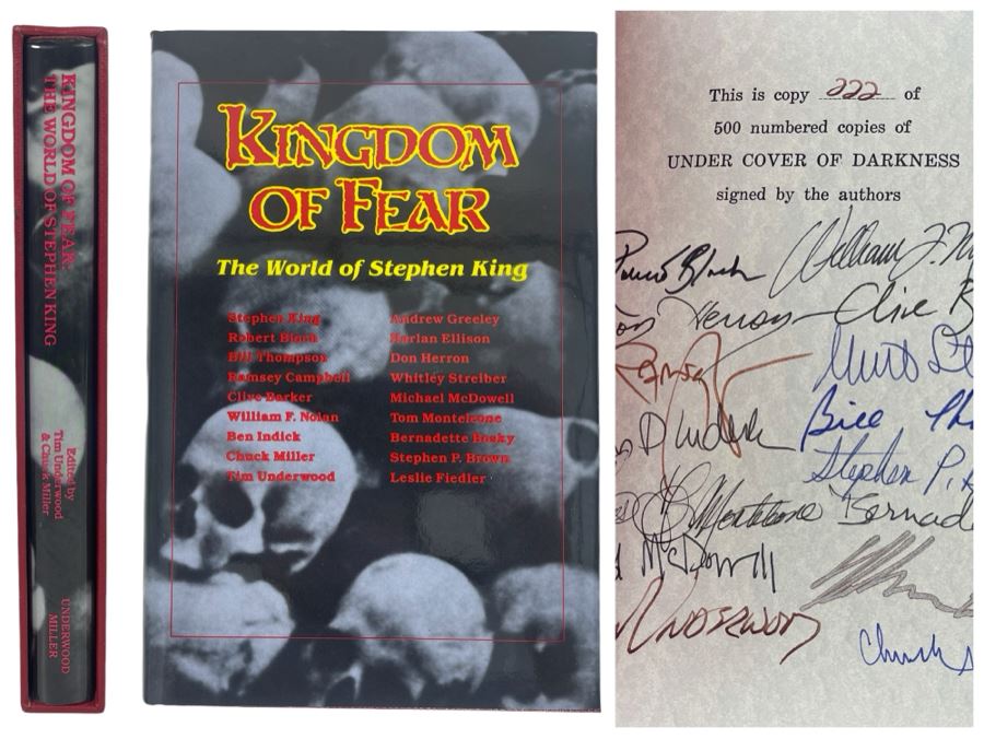 Signed Limited First Edition Hardcover Book With Slipcover Kingdom Of Fear - The World Of Stephen King Signed By 15 Authors [Photo 1]