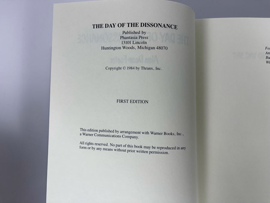 Signed Limited First Edition Hardcover Book With Slipcover The Day Of Dissonance By Alan Dean Foster [Photo 7]