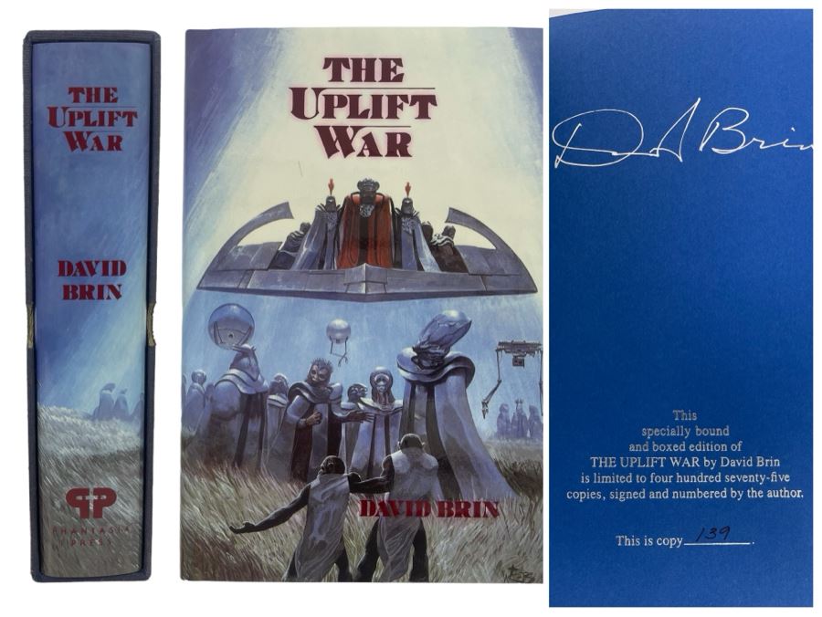 Signed Limited First Edition Hardcover Book With Slipcover The Uplift War By David Brin [Photo 1]