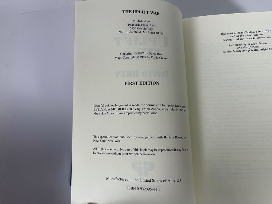 Signed Limited First Edition Hardcover Book With Slipcover The Uplift War By David Brin [Photo 8]