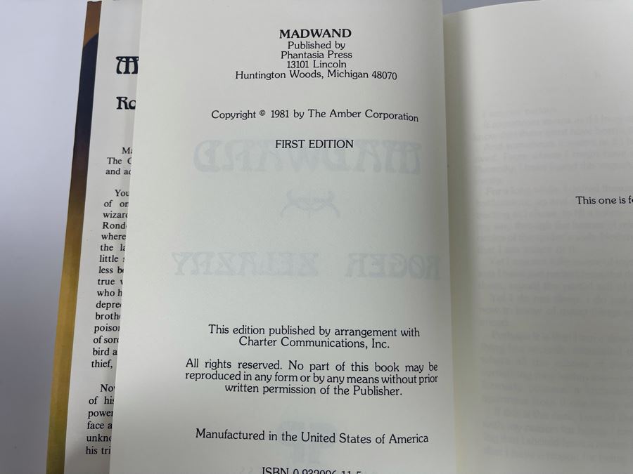 Signed Limited First Edition Hardcover Book With Slipcover Madwand By Roger Zelazny [Photo 8]