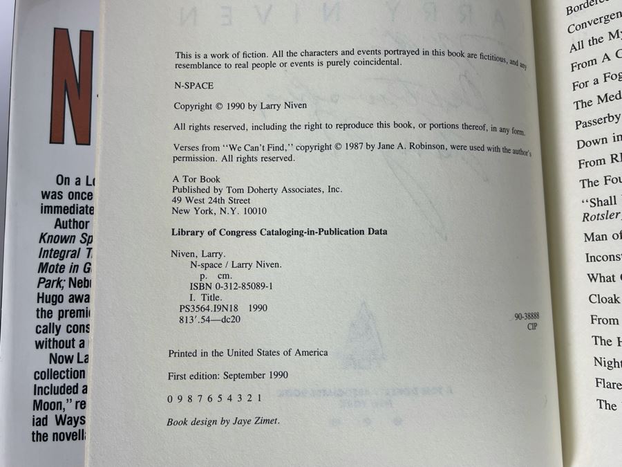 Signed First Edition Hardcover Book N-Space By Larry Niven [Photo 7]