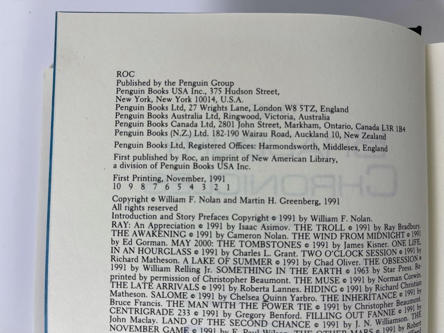 Signed First Printing Hardcover Book The Bradbury Chronicles: Stories In Honor Of Ray Bradbury Signed By Ray Bradbury [Photo 8]