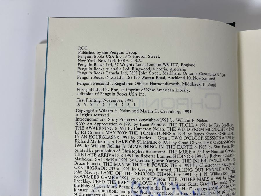 Signed First Printing Hardcover Book The Bradbury Chronicles: Stories In Honor Of Ray Bradbury Signed By Ray Bradbury [Photo 9]