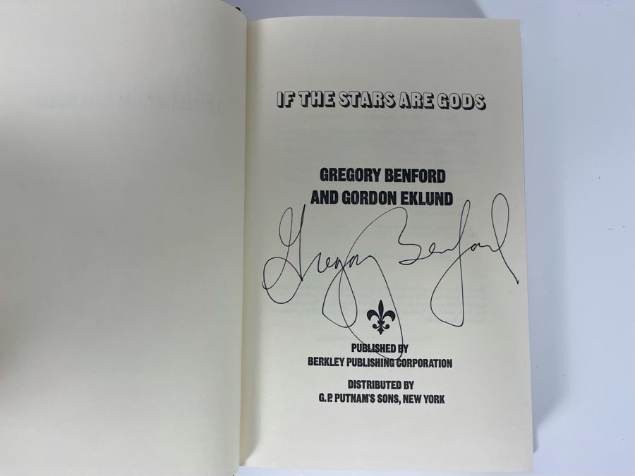 Signed First Edition Hardcover Book If The Stars Are Gods By Gregory Benford [Photo 5]