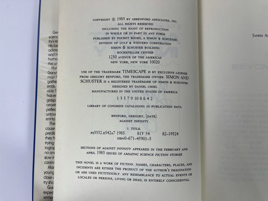 Signed First Edition Hardcover Book Against Infinity By Gregory Benford [Photo 7]