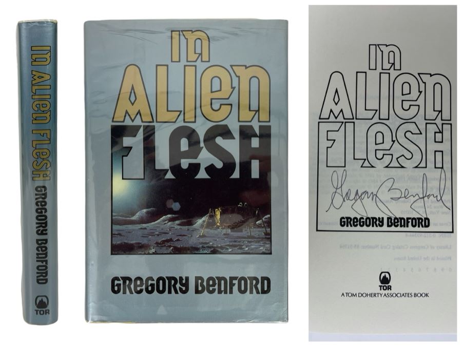Signed First Edition Hardcover Book In Alien Flesh By Gregory Benford [Photo 1]