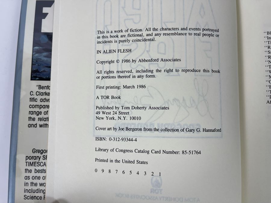 Signed First Edition Hardcover Book In Alien Flesh By Gregory Benford [Photo 7]
