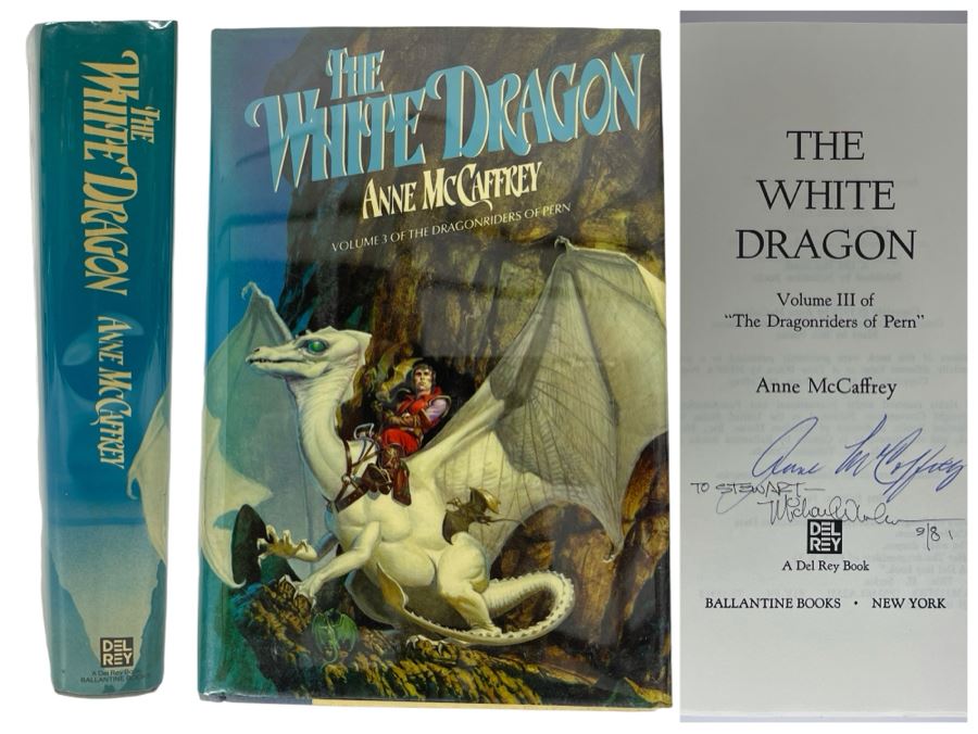 Signed First Edition Hardcover Book The White Dragon: Volume III Of The Dragonriders Of Pern By Anne McCaffrey
