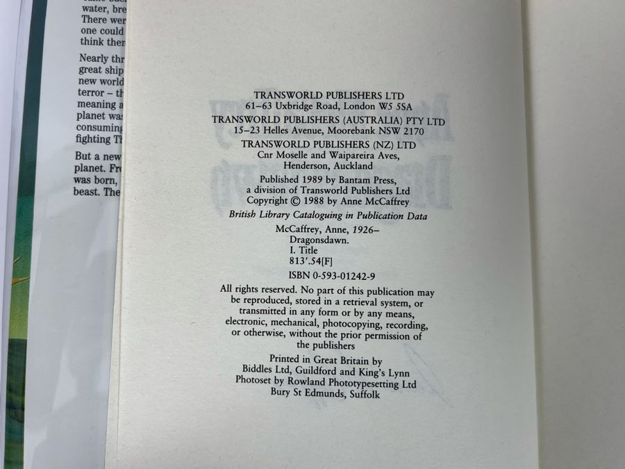 Signed First Edition Hardcover Book Dragonsdawn By Anne McCaffrey [Photo 7]