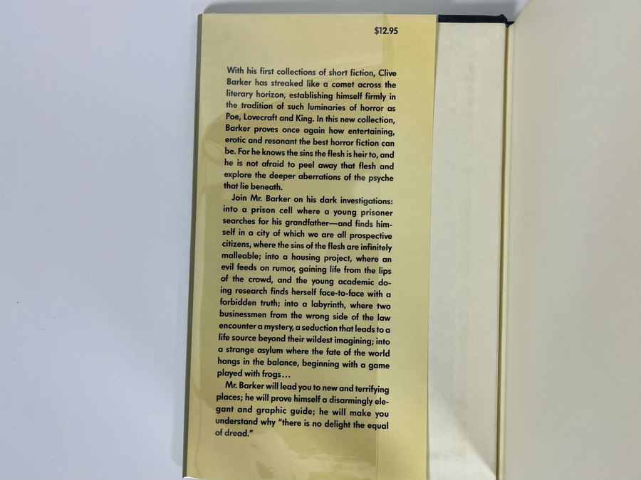 Signed First Edition Hardcover Book In The Flesh By Clive Barker [Photo 4]