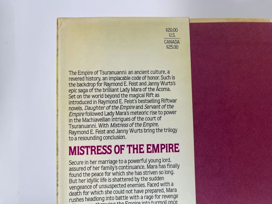 Signed First Edition Hardcover Book Mistress Of The Empire Signed By Raymond E. Feist And Janny Wurts [Photo 4]