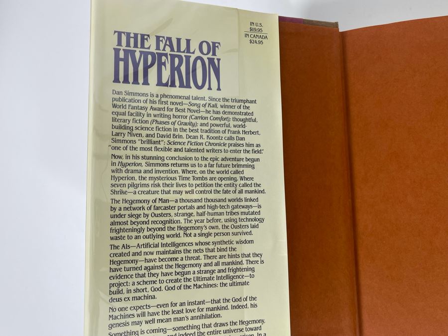 Signed First Edition Hardcover Book The Fall Of Hyperion By Dan Simmons [Photo 4]