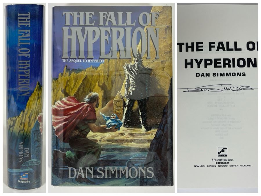 Signed First Edition Hardcover Book The Fall Of Hyperion By Dan Simmons [Photo 1]