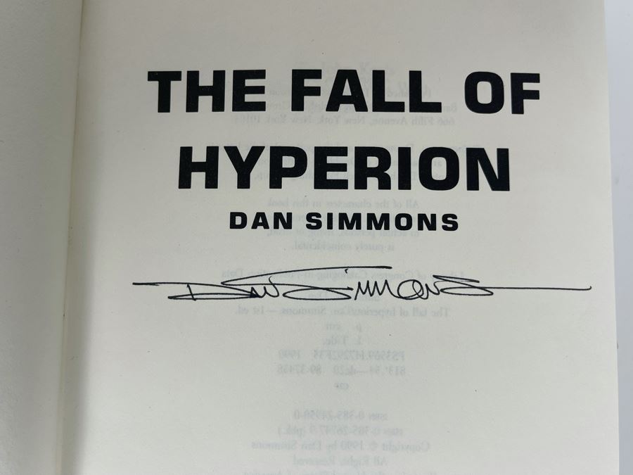 Signed First Edition Hardcover Book The Fall Of Hyperion By Dan Simmons [Photo 6]